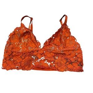 VICTORIA'S SECRET Floral Lace Bralette in Rustic Coral in Size Med